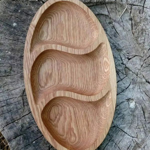 OPTIMISATION Plateau de service rond en bois d'acacia personnalisable pour la cuisine, la maison ou l'hôtel Vaisselle de style classique pour la fête ou la nourriture - Product Image 1