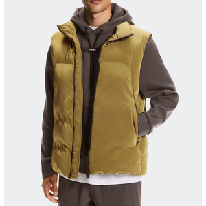 Zipper Puffer <b>Vest</b> Winter Formal Style Breathable Polyester Paisley Pattern Unisex Front Logo - Product Image 1