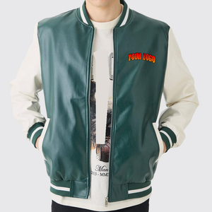 Chaqueta Universitaria Americana de Béisbol Unisex con Cuello Alto Bordado con Estampado Personalizado de Alta Calidad - Product Image 1
