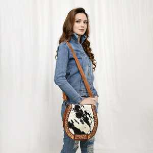 Bolso de cantimplora occidental con correa trenzada, bandolera de cuero de piel de primera calidad para mujer, bandolera de cuero de vaca - Product Image 2