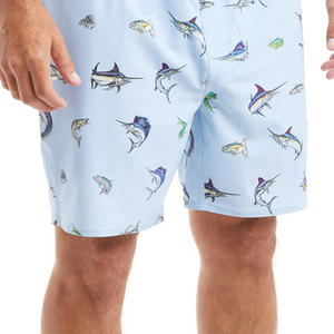 Short de pêche pour homme sublimé Protection solaire respirante Matériau en polyester doux pour la peau Cordon de serrage Poche à la taille extensible - Product Image 4