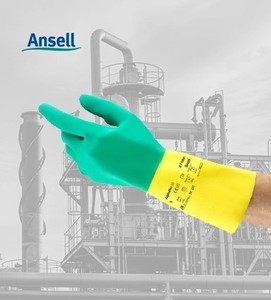 Guantes Ansell AlphaTec Bicolor 87-900 Resistentes a Químicos (Látex y Neopreno) para Protección Química Amplia - Product Image 1