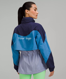 Conception personnalisée Veste de pluie légère à fermeture éclair Coupe-vent imperméable à blocs de couleurs pour femmes - Product Image 6