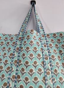 Fourre-tout matelassé fait à la main sac à bandoulière indien bloc impression marché sac Logo motif Shopping fourre-tout-pour cadeau - Product Image 2