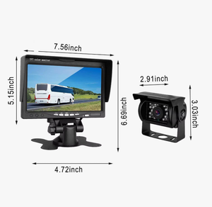 Sistema de Cámara de Reversa HD de 1280P con Ángulo Amplio de 170° | Kit de Monitor de 7 Pulgadas con Amplio Rango de Voltaje de 36V | Cámara de Visión Delantera y Trasera IP69K para Camión, Autobús, Caravana - Product Image 5