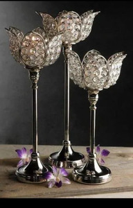 Trung Tâm Bàn Pha Lê Hoa Sen Trông Quyến Rũ Đồ Trang Trí Sự Kiện & Tiệc Tùng Bệ Sáng Bóng Đồ Trang Trí Chân Đế Bằng Kim Loại Nhôm - Product Image 5