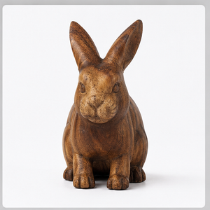 ตุ๊กตากระต่ายไม้กระถินแกะสลักทำมือ ตกแต่งสไตล์เรียบง่าย เป็นมิตรกับสิ่งแวดล้อม เหมาะสำหรับวางบนโต๊ะ งานแต่งงาน ห้องนั่งเล่น 1 ชิ้น - Product Image 1