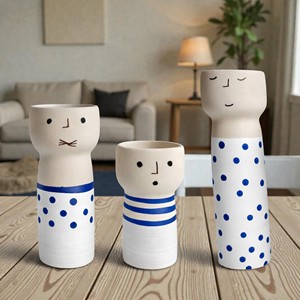 Juego de Jarrones de Cerámica Modernos y Brillantes, Hechos a Mano en India, Ecológicos, Resistentes a los Arañazos, Decorativos y Artesanales para el Hogar - Product Image 1