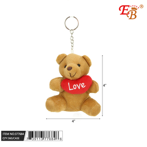 Portachiavi 4 \ "orso bruno con cuore peluche 360 pz/CS - Product Image 1