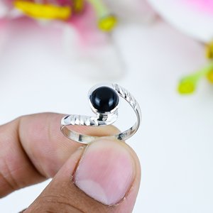 À la mode naturel noir Onex pierres précieuses bijoux bague Vintage argent plaqué bijoux bague à la mode 925 en argent Sterling bijoux fins - Product Image 3