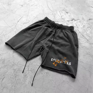 Pantalones cortos de baloncesto informales estéticos con estampado DTG personalizado para gimnasio, ropa de calle con serigrafía corta de algodón para deportes de verano para hombre - Product Image 4