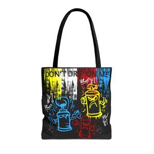 Borsa Tote con Motivo Artistico 'Vibrant Paint Brush Strokes' e 'Don't Drip on Me', Chiusura Aperta, Fodera in Tela - Product Image 1