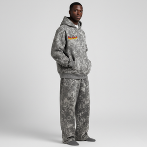 Premium Men's 100% Cotton Streetwear Tracksuits Acid Wash Hoodie <b>Sweatpants</b> Set 220gsm Midweight <b>Oversized</b> Print Sweat - Product Image 6