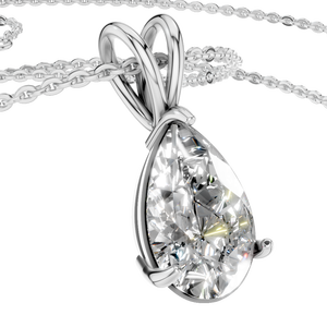 สร้อยคอจี้เพชรโมอิสซาไนต์ทรงลูกแพร์ 1 กะรัต ดีไซน์โดดเด่น ทอง 14K พร้อมสายเชื่อมแบบลิงค์ น่ารัก เหมาะสำหรับงานปาร์ตี้ เครื่องประดับคุณภาพสำหรับผู้หญิง ของขวัญ - Product Image 4