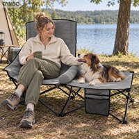 Chaise de camping Canbo surdimensionnée entièrement rembourrée, portable et robuste avec porte-gobelet