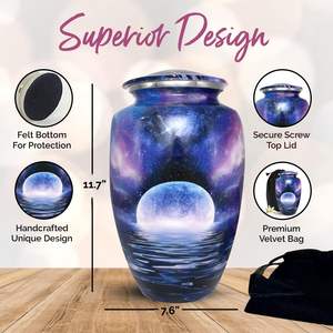Urne Galaxy bleue pour cendres adulte homme et femme-Urne de crémation bleue pour hommes et femmes-Urne de lune pour adultes-Honore votre bien-aimé - Product Image 2