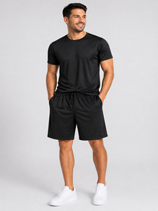 Ensemble de sport décontracté d'été pour homme en tissu tissé, 2 pièces, t-shirt et short à séchage rapide (S-2XL) - Product Image 2