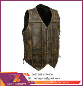 Custom Classic Leather <b>Vest</b> <b>Men's</b> Durable Biker Motorcycle High Quality Design Classic Quick Dry Leather <b>Vest</b> Customized Design - Product Image 5