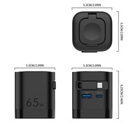 Chargeur rapide rétractable 4-en-1 Gan PD 65W avec câble, compatible PD3.0 QC4, chargeur mural USB OEM ODM avec prises US EU UK pour MacBook, iPhone, Apple Watch