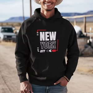 Love New York Men Sudaderas con capucha hechas de tela de lana de algodón 100% lavado ácido - Product Image 1