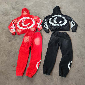 Conjunto Deportivo Holgado con Sudadera y Pantalones Deportivos Deslavados al Ácido para Hombre y Mujer - Product Image 1