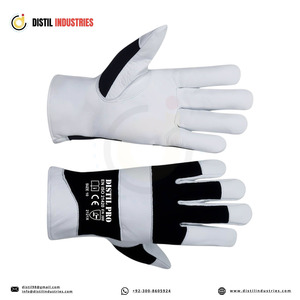 Gants de travail en cuir de chèvre assemblé avec dos en tissu coton interlock respirant, gants de conduite en cuir confortables pour la sécurité des mains - Product Image 3