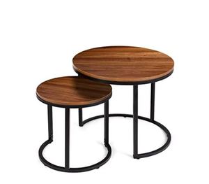 Meilleure vente de meubles en métal table en fer avec plateau en bois finition noire fournitures directes d'usine tables gigognes modernes - Product Image 3