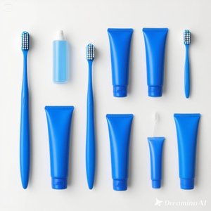 Elegant Blue Hotel Toothbrush Kit | Minimalist Oral Care Set with <b>Toothpaste</b> and <b>Travel</b> Case 100 Box - Product Image 2