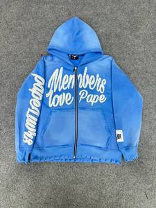 Nouveau sweat à capuche oversize vintage à fermeture éclair, personnalisé, 100% coton, effet délavé au soleil, coupe ample, sweat à capuche zippé - Product Image 3