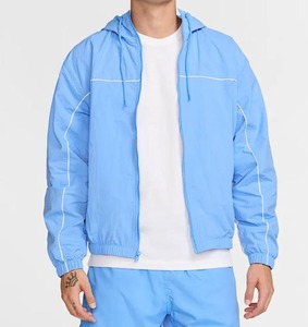 Ventes chaudes : survêtement en toile personnalisé pour homme, élégant, réfléchissant, respirant, écologique, mode d'hiver, ligne de surpiqûres bleue, devant surélevé - Product Image 5