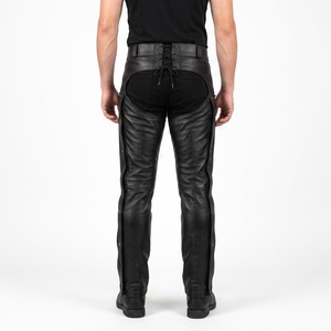 Chaps de cuero para motocicleta, de piel de vaca, largos, con cremalleras en las piernas, con cordones en la parte trasera, para montar, con logotipo personalizado, OEM, venta al por mayor - Product Image 2