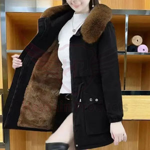 Veste Parka d'hiver à capuche pour femmes dernière conception coupe ample doublée polaire coton épaissi respirant Long Blouson - Product Image 2