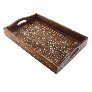 Plateau de service en bois pour table à manger pour la maison et les restaurants, de haute qualité par HANNAN HANDICRAFT - Product Image 3