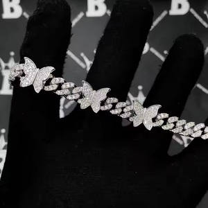Upgrade Your Style with <b>Real</b> Moissanite Diamond in 925 Sterling Silver Cuban Link <b>Butterfly</b> Hip Hop Bracelet - Product Image 4