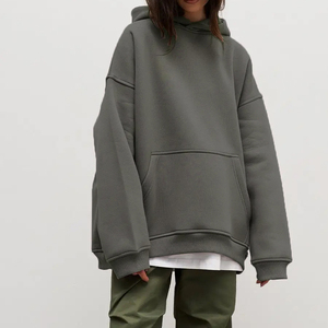 Casual Oversized Women Hoodies 100% Cotton Material Lightweight Customised Logo Printing Streetwear <b>Drop</b> Shoulder - Product Image 2