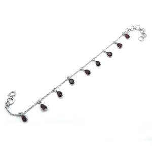 Minimalista delicado Esmeralda granate lágrima pulsera de cuentas ajustable boda joyería regalo artículo - Product Image 1