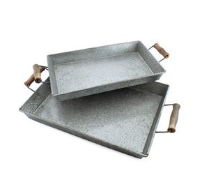 DECORHAAT fait à la main de qualité supérieure argent moderne plateau en métal Rectangle décoratif plateau de service maison hôtel Restaurant utilisation - Product Image 2