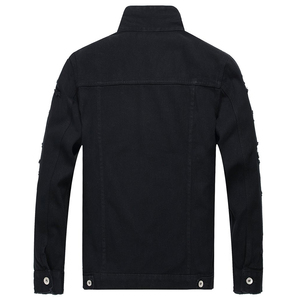 Men's Denim Jacket Distressed Casual Winter Warm Loose Fit Large Size Coat Outwear Wholesale and Customize Denim Jacket - Product Image 2