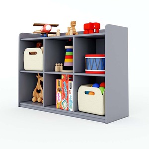 <b>6</b>-<b>Drawer</b> Preschool Shelving Unit 117x40x88cm Rubberwood Frame Painted KGS006 Easy Standing Installation - Product Image 1