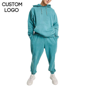 Ensemble de survêtement vintage à capuche pour l'hiver, poids lourd, lavage à l'acide, durable, doublure en molleton 100% coton, design respirant - Product Image 1