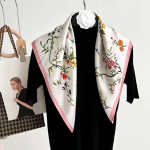 Wholesale High Quality Customizable Solid Plaid Floral <b>Square</b> <b>Scarf</b> 100% <b>Silk</b> Custom Colors Logo Printed Outdoor Fashion - Product Image 4