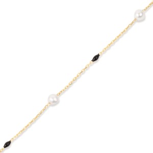 Pulsera de Cadena de Perlas Redondas Esmaltadas en Color Negro, Joyería Turca Hecha a Mano al por Mayor, Plata de Ley 925 para Mujer, Regalo para Fiesta - Product Image 3