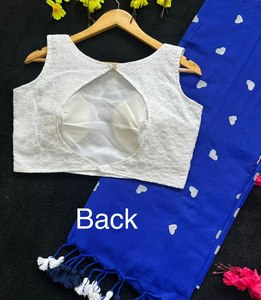 Sari en coton Khadi tendance avec broderie, au prix le plus bas, fournisseur de Surat, fabricant de mode féminine, en vente - Product Image 2