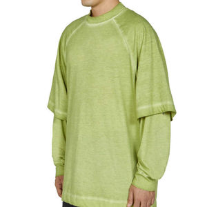 T-shirt pour homme 100% coton coupe ample à manches longues imprimé à double manche avec logo personnalisé - Product Image 5