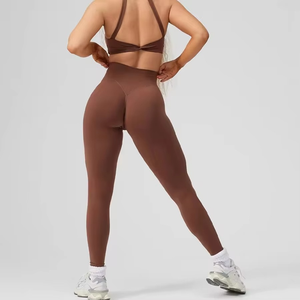 Leggings de yoga en coton pour femmes de haute qualité avec taille élastique haute-pour les entraînements ou les vêtements de sport de style droit - Product Image 4