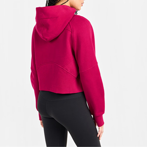 Sudadera con Capucha Corta para Mujer, Cierre de Cremallera 1/4, Estilo Casual, Corte Holgado, Felpa, Manga Larga, Lavado Ácido, Ecológica, Personalizable - Product Image 3