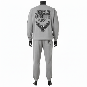 Ensemble t-shirt et jogging en coton poly premium, tissu gaufré marron, avec logo personnalisé imprimé sur t-shirt et pantalon, pour homme. - Product Image 5