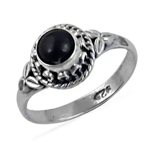 Anillo de Plata de Ley 925 con Ónix Negro para Mujer, Engaste de Bisel con Baño de Oro de 18K para Boda o Compromiso, Joyería para Primer Regalo - Product Image 3
