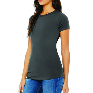 Vente en gros de t-shirts ajustés pour femmes, vêtements décontractés, t-shirts à manches courtes pour femmes, couleur unie - Product Image 2