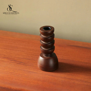 Elegante decoración navideña, pilar de madera de mango, soporte para velas, acabado en nogal, decoración multiusos para el hogar - Product Image 6